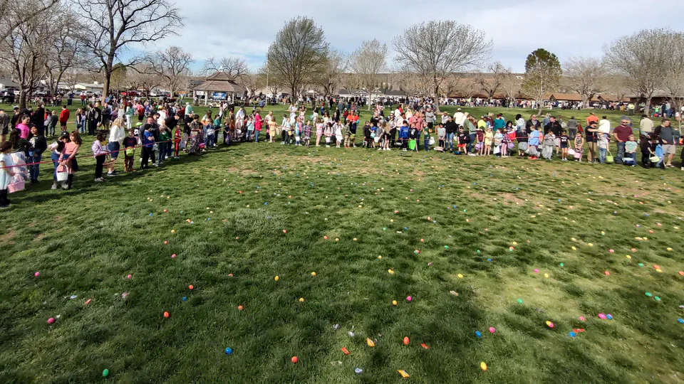 Kids get ready to begin the St. George Kiwanis Easter Egg hunt